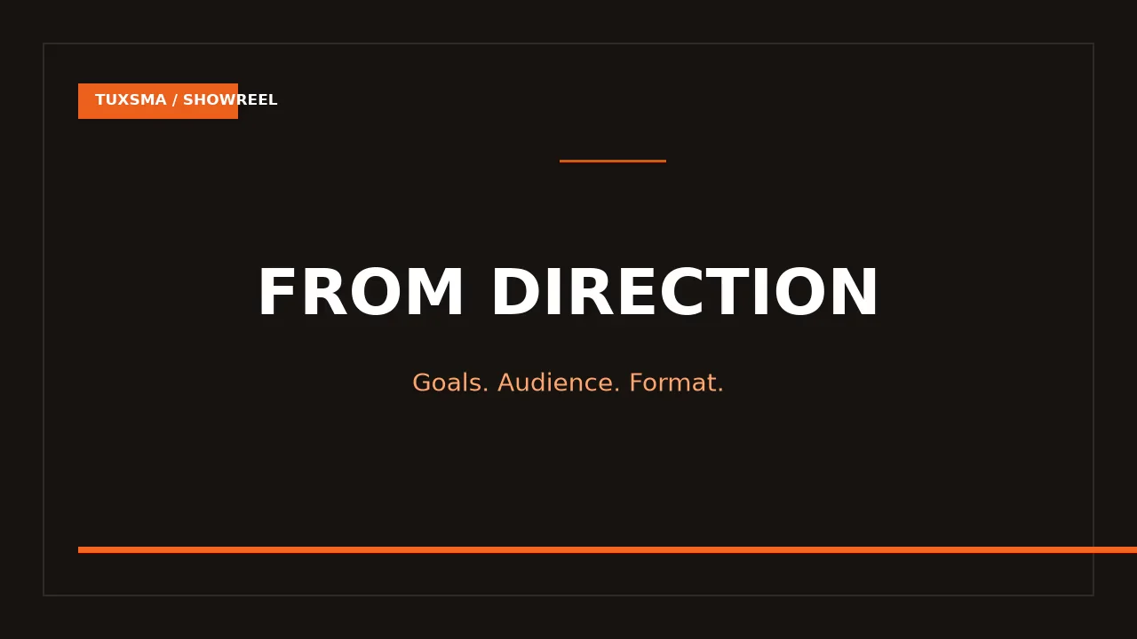 Tuxsma showreel preview with a production timeline